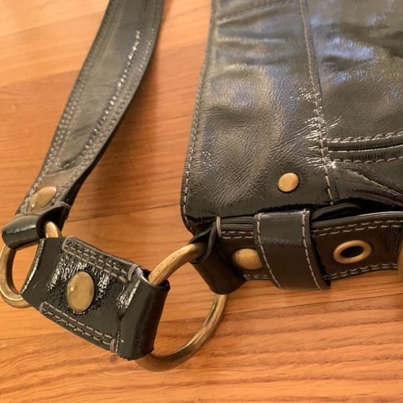 Coach Zoe Patent Leather Hobo Shoulder Bag--Black - Picture 6 of 16